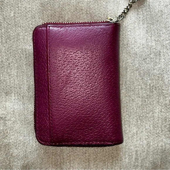 Kate Spade Purple Oxblood Maroon Pebbled Leather Zippered Wallet - Picture 3 of 7